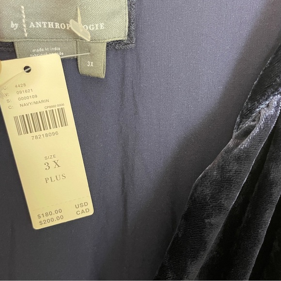 Anthropologie Somerset Navy Velvet Tiered Maxi Dress Boho Holiday NWT Sz 3X - Picture 8 of 11